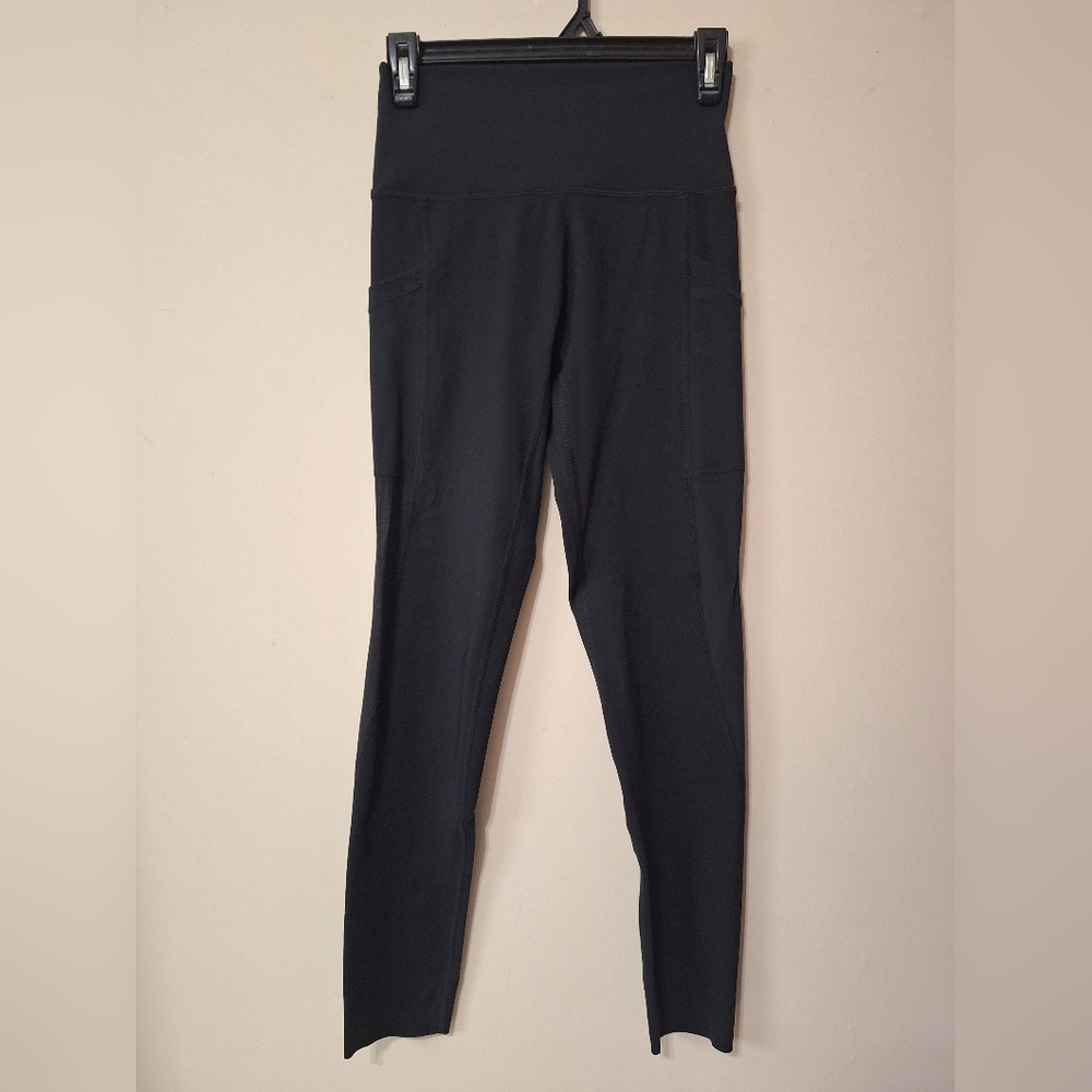 ​Aerie OFFLINE Goals 7/8 High Waisted Mesh Pocket Leggings Black Medium - Picture 2 of 11